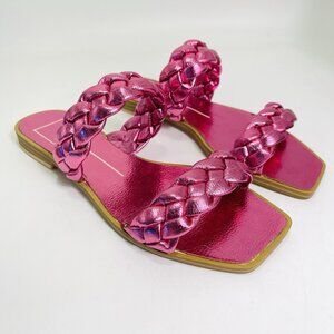 Dolce Vita Indy Women’s Sandals Braided Strap Slip On Metallic Pink Size 7.5
